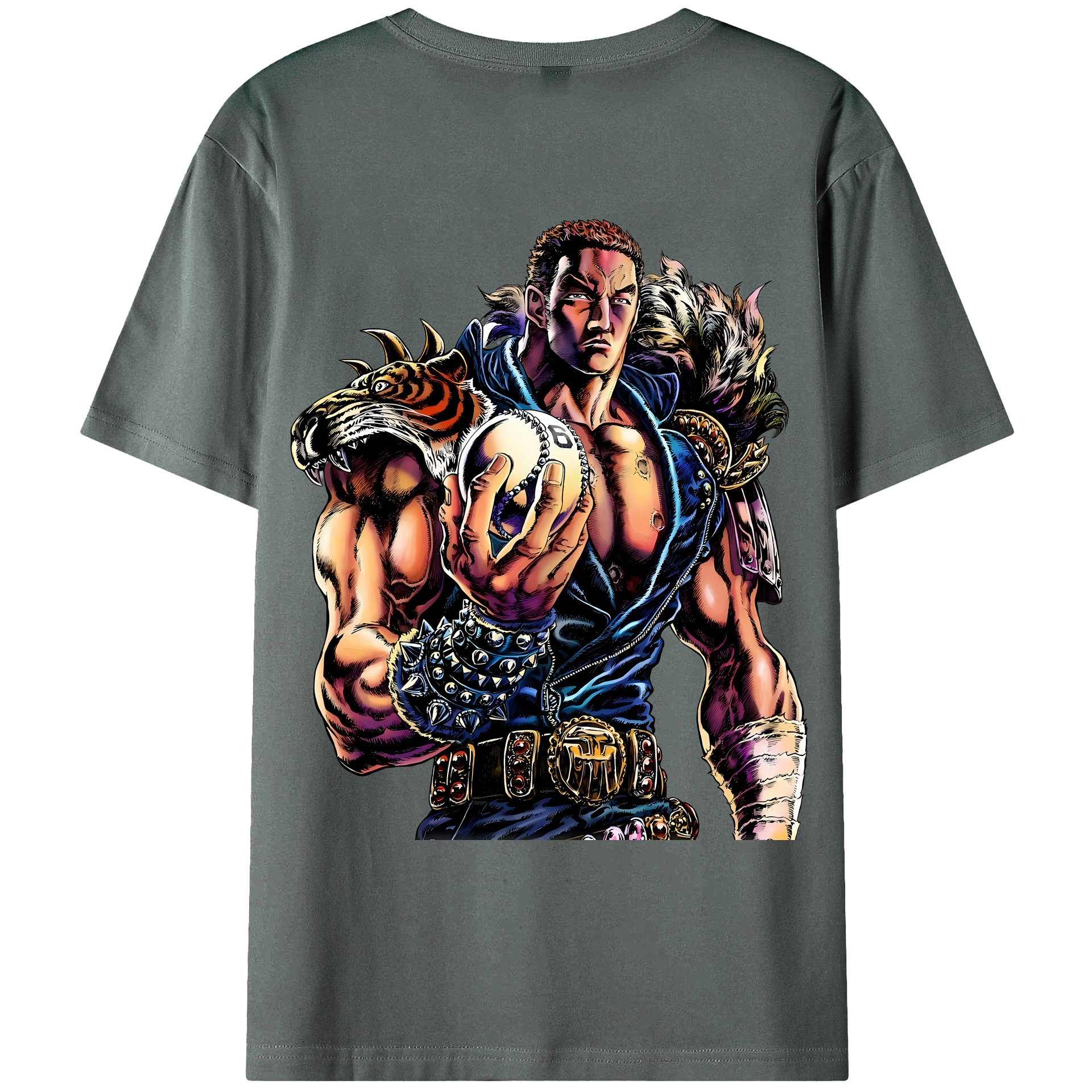 （画像用） 北斗の拳 Fist of the North Star 綿100％ メンズ半袖Tシャツ（バックプリント） 通気性